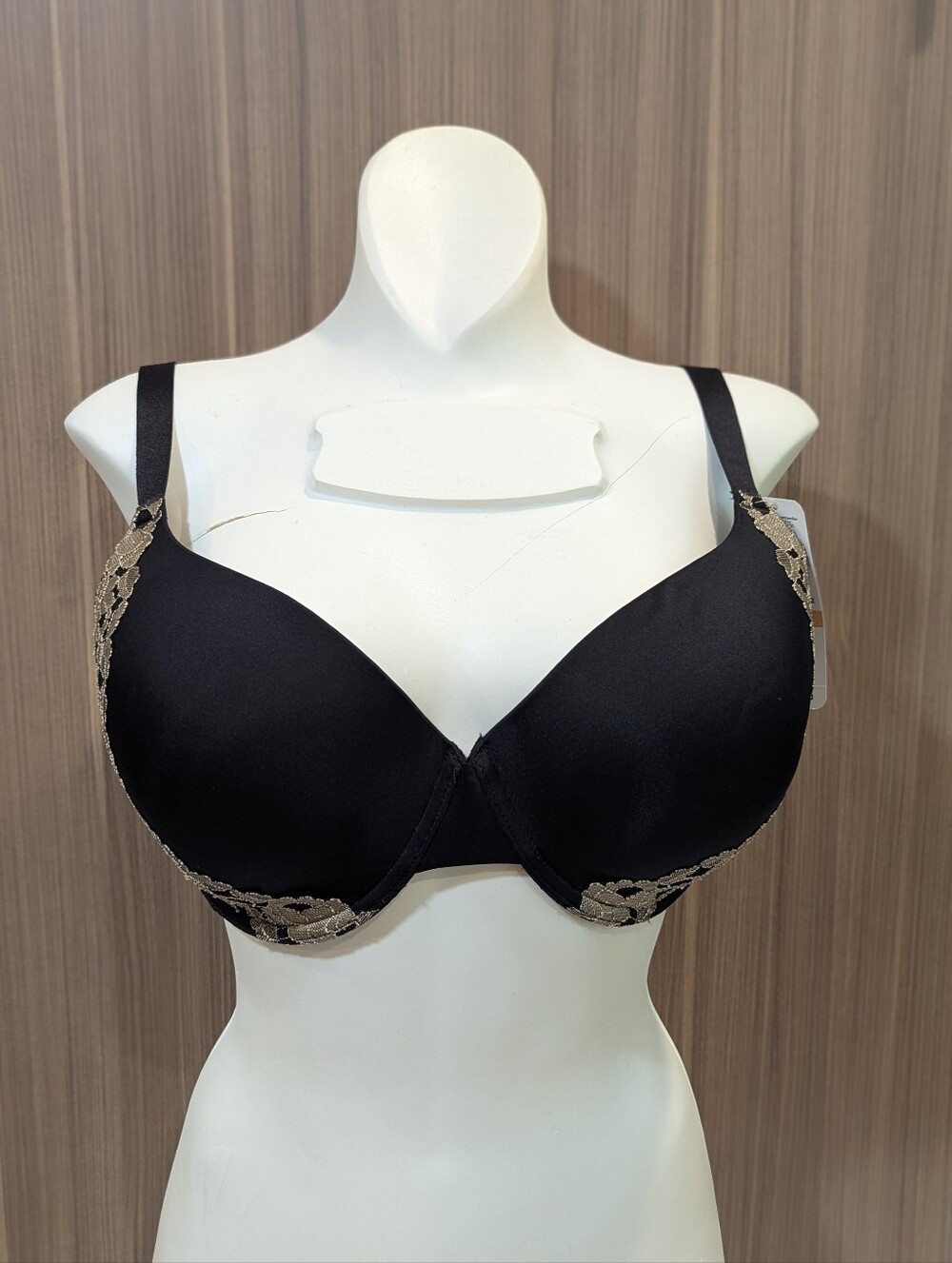 NWT Wacoal Opulence Contour Bra Black/Tan 36DD Lace Underwire #853112
